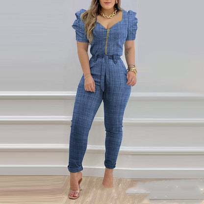 Sleeve Lace-up Jumpsuit Women