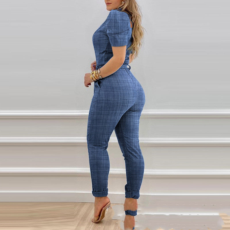 Sleeve Lace-up Jumpsuit Women