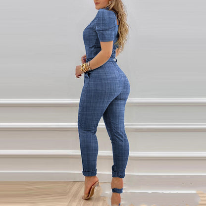 Sleeve Lace-up Jumpsuit Women