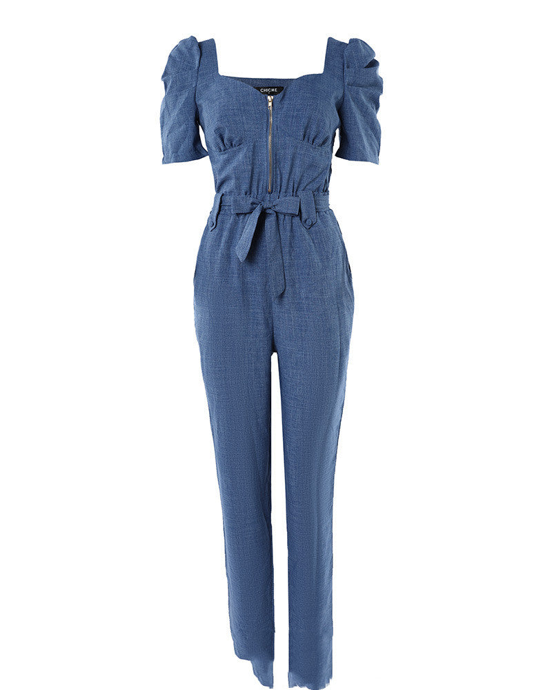 Sleeve Lace-up Jumpsuit Women