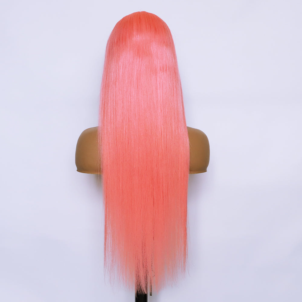 Human Hair 13x4 Front Lace Light Pink Wig