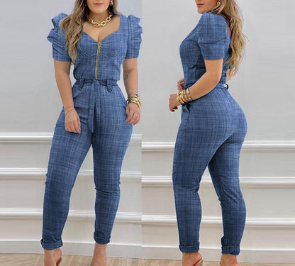 Sleeve Lace-up Jumpsuit Women