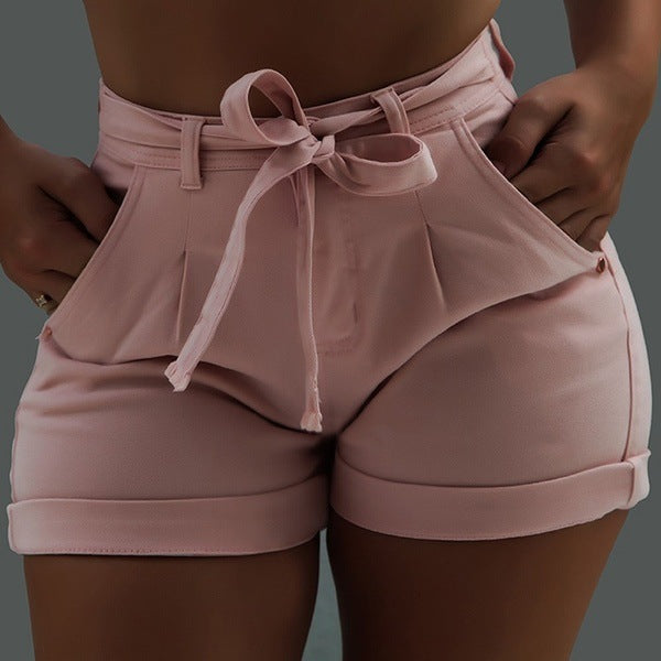 Belt Washed Micro-elastic Shorts