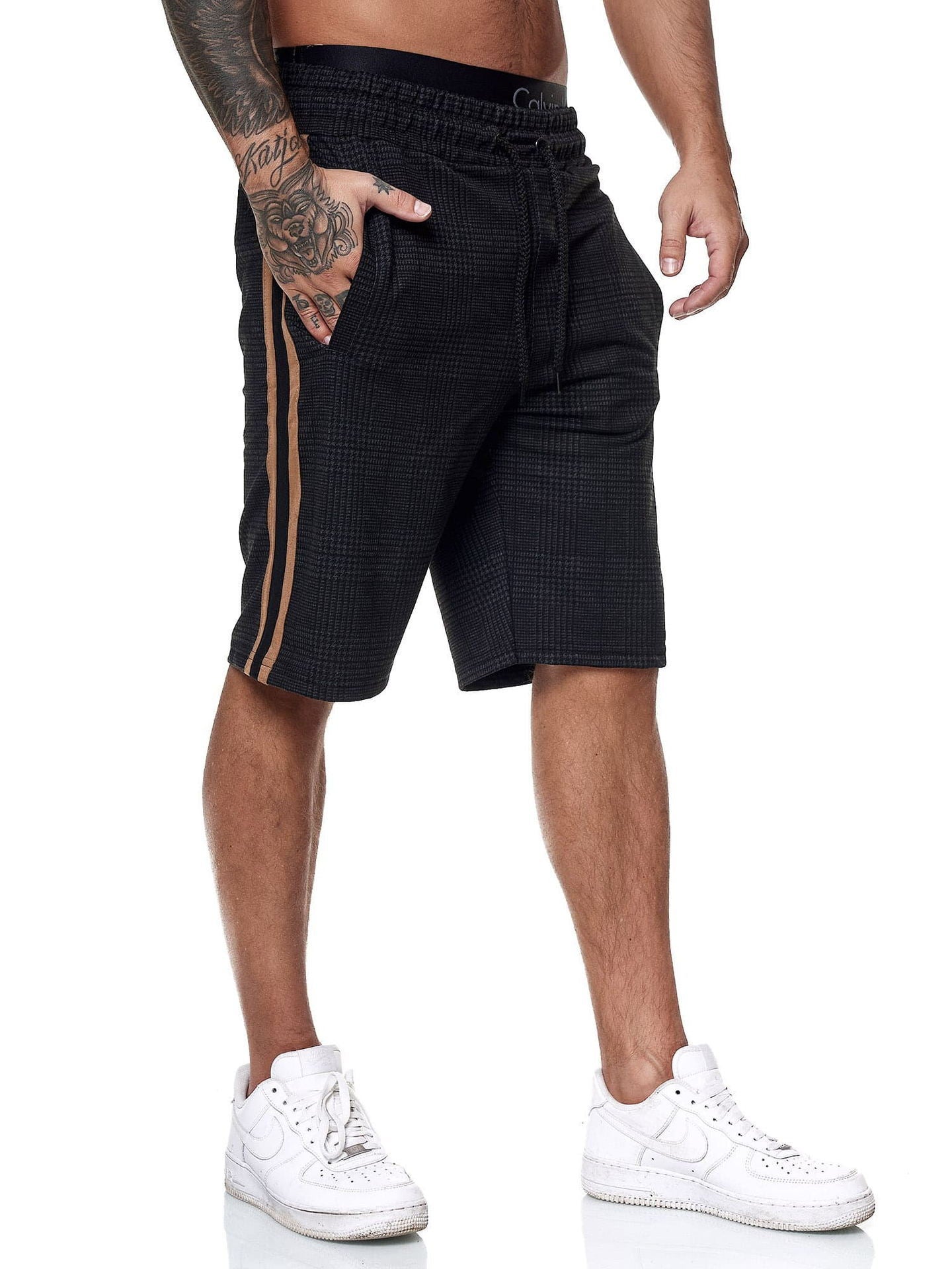 Check Fashion Slim Shorts  Pants Men